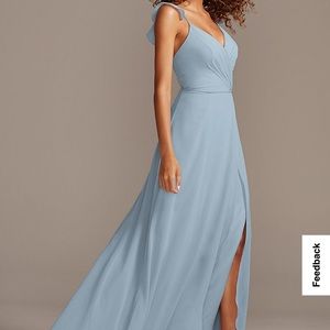 DAVID'S BRIDAL Ruffle Spaghetti Strap Chiffon Bridesmaid Dress